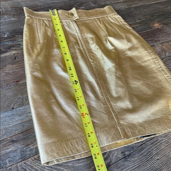 Vintage Escada 1990’s gold metallic mini pencil skirt EVC size Small (euro 38) - Picture 7 of 11